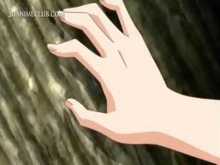Lauke kietas šūdas scena su anime paauglys seksas lėlė