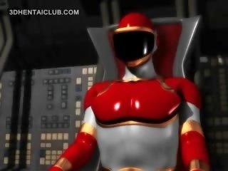 I madh boobed anime hero super nxehtë në i ngushtë kostum