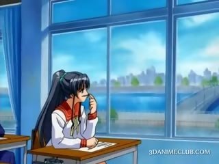 Verlegen anime meisje neuken piemel in mond en kut krijgt crampie